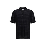 Laneus Black Cotton Polo Shirt - Lightweight Jacquard Design