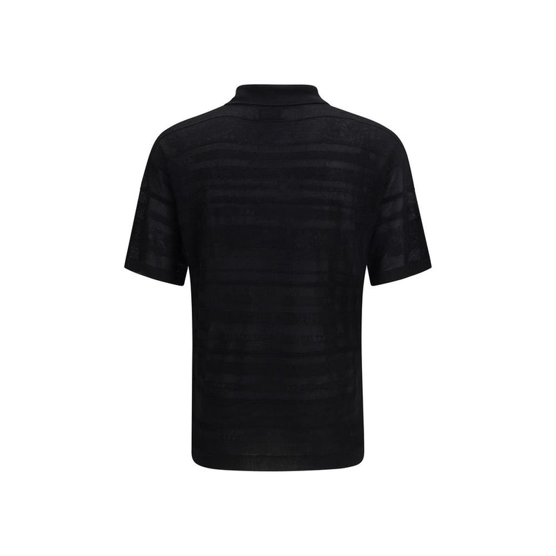Laneus Black Cotton Polo Shirt - Comfortable & Stylish