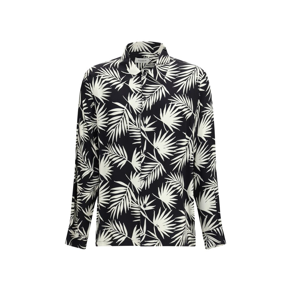 Laneus Black Viscose Pattern Shirt - Oversized Summer Style