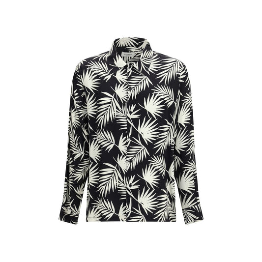Laneus Black Viscose Pattern Shirt - Oversized Summer Style