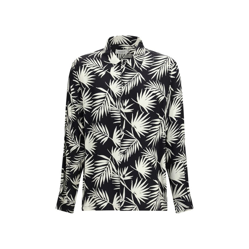 Laneus Black Viscose Pattern Shirt - Oversized Summer Style