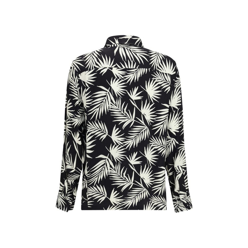 Laneus Black Viscose Pattern Shirt - Oversized Summer Style
