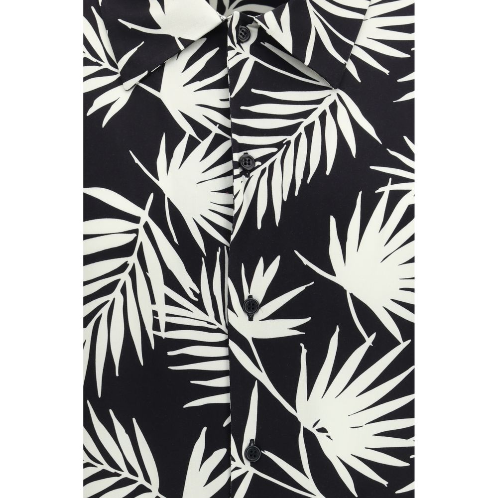 Laneus Black Viscose Pattern Shirt - Oversized Summer Style