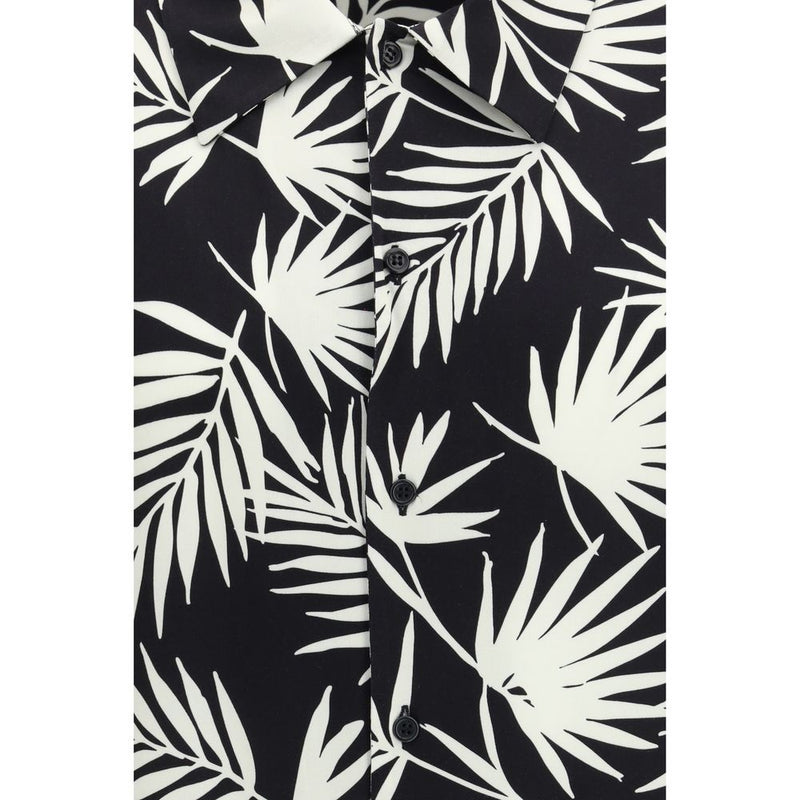Laneus Black Viscose Pattern Shirt - Oversized Summer Style