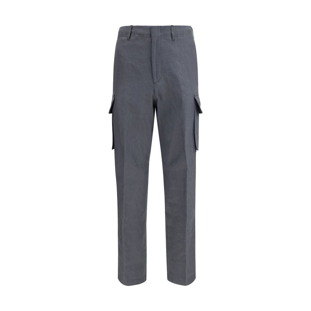 Lardini Gray Linen Cargo Pants for Men