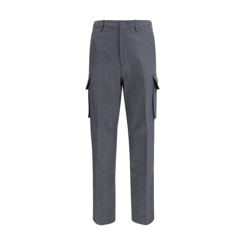 Lardini Gray Linen Cargo Pants for Men