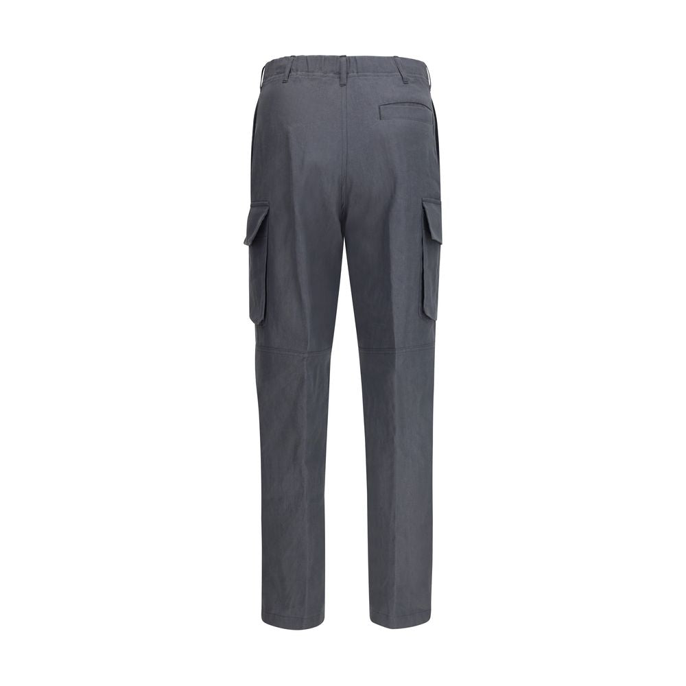 Lardini Gray Linen Cargo Pants for Men