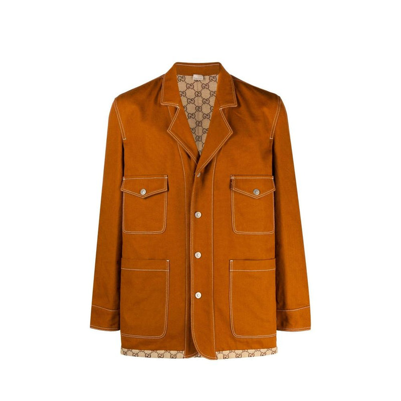 Manteau en coton marron Gucci
