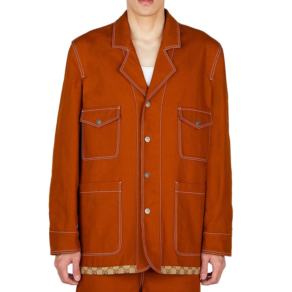 Manteau en coton marron Gucci