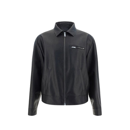 Veste en cuir noir Prada