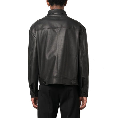 Veste en cuir noir Prada