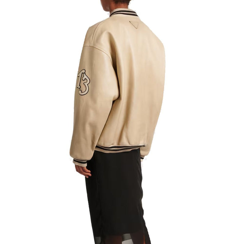 Prada Beige Calfskin Bomber Jacket for Women