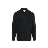 Lemaire Black Virgin Wool Coat for Men