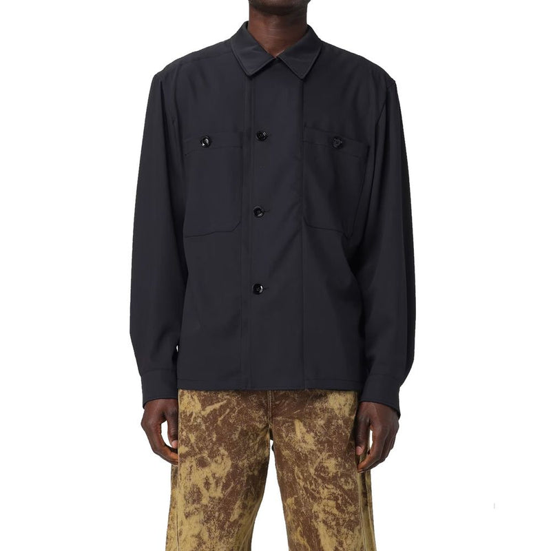 Lemaire Black Virgin Wool Coat for Men