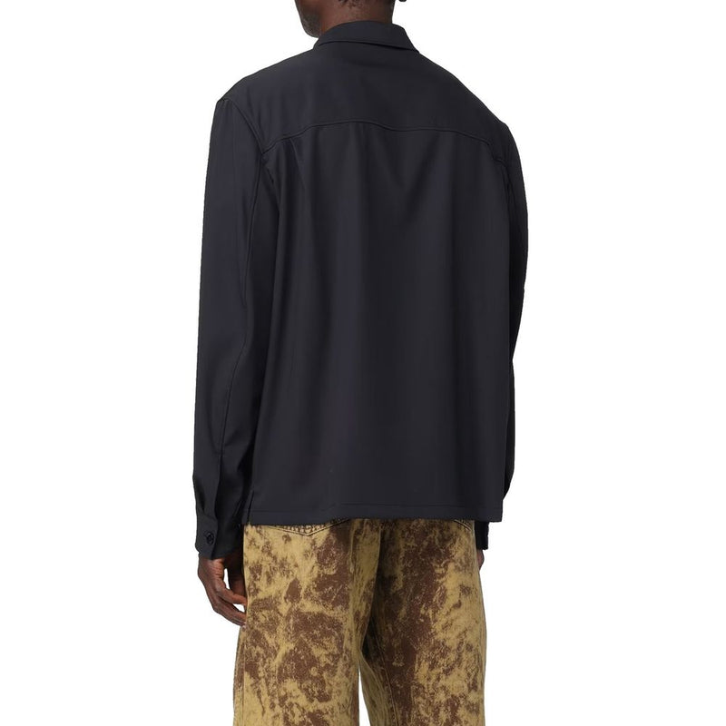Lemaire Black Virgin Wool Coat for Men