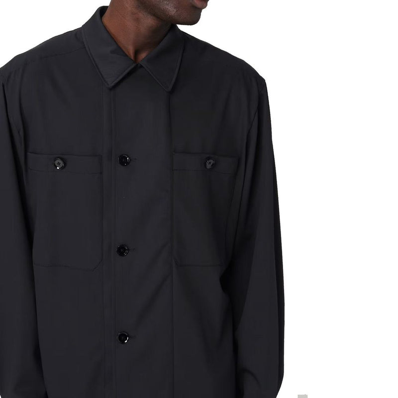 Lemaire Black Virgin Wool Coat for Men