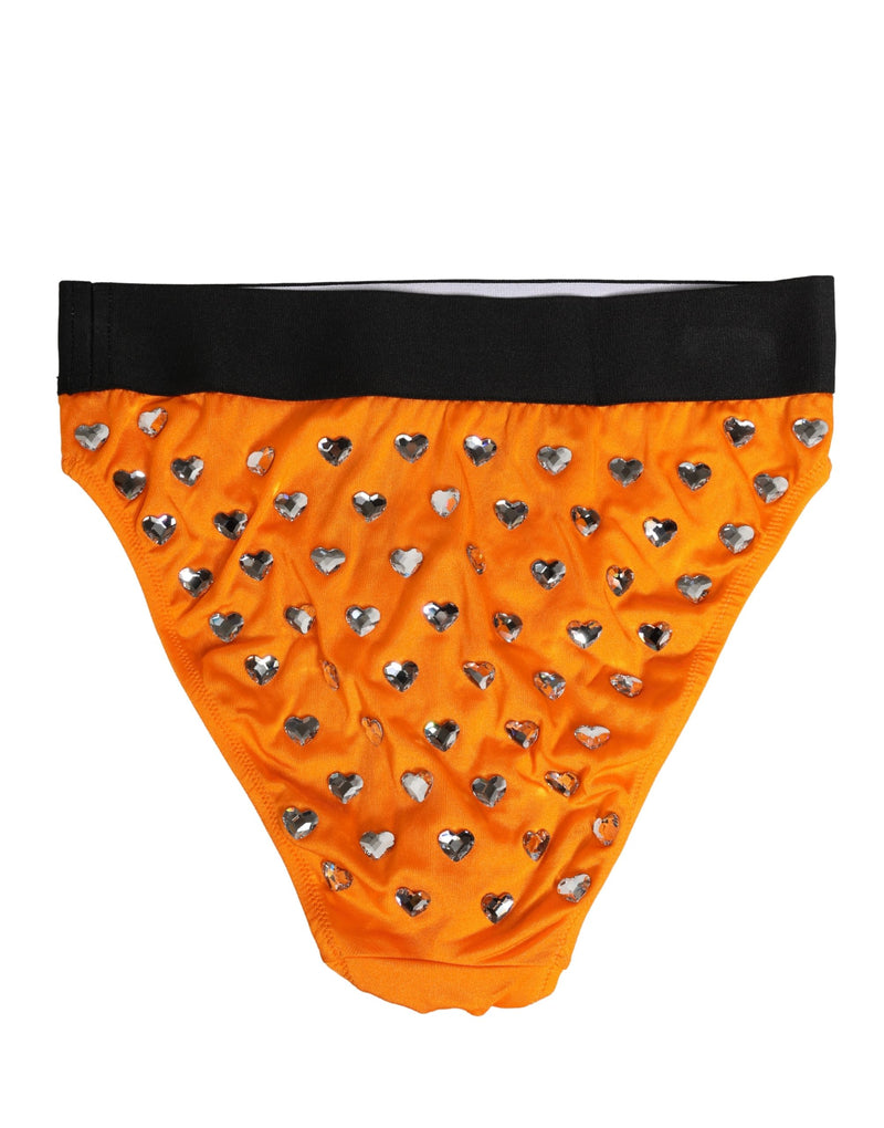 Dolce & Gabbana Orange Crystal High Waist Brief Panty