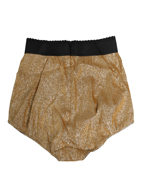 Dolce & Gabbana Gold Silk Blend High Waist Girdle Panty