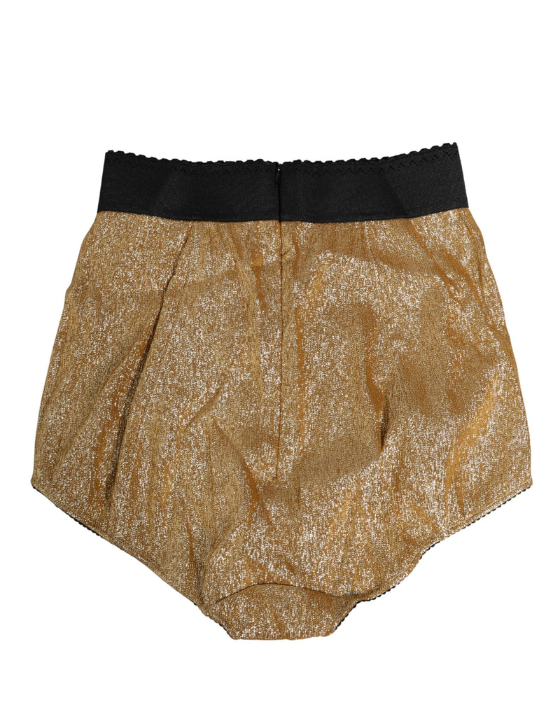 Dolce & Gabbana Gold Silk Blend High Waist Girdle Panty