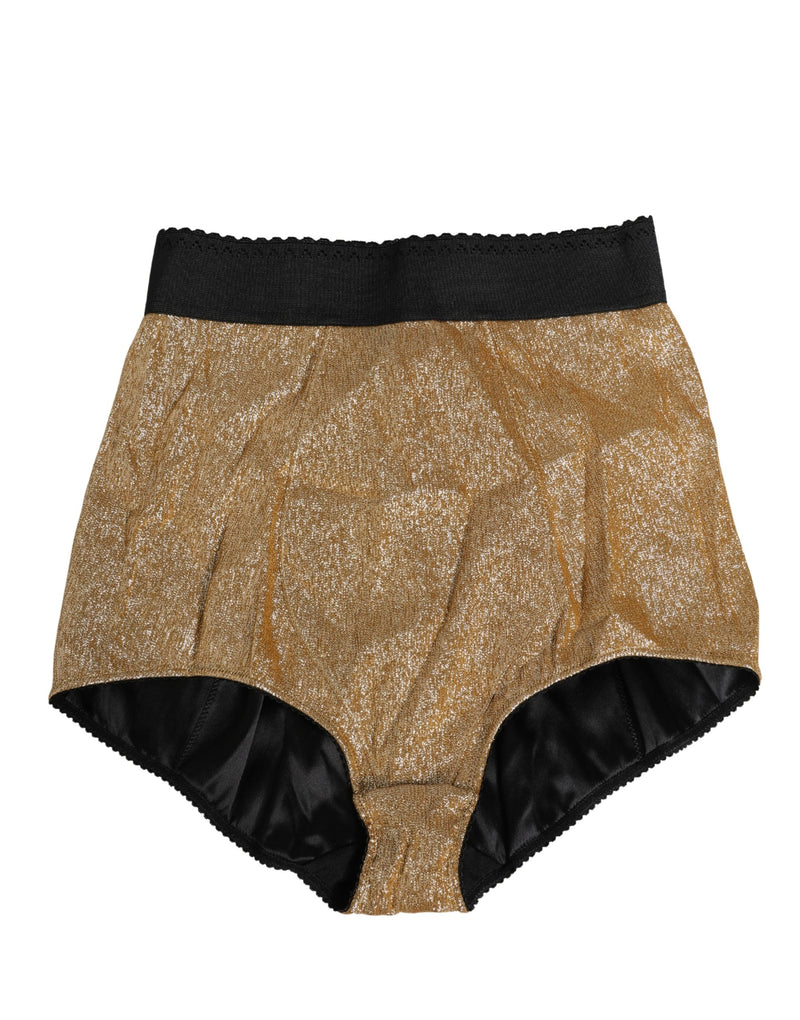 Dolce & Gabbana Gold Silk Blend High Waist Girdle Panty