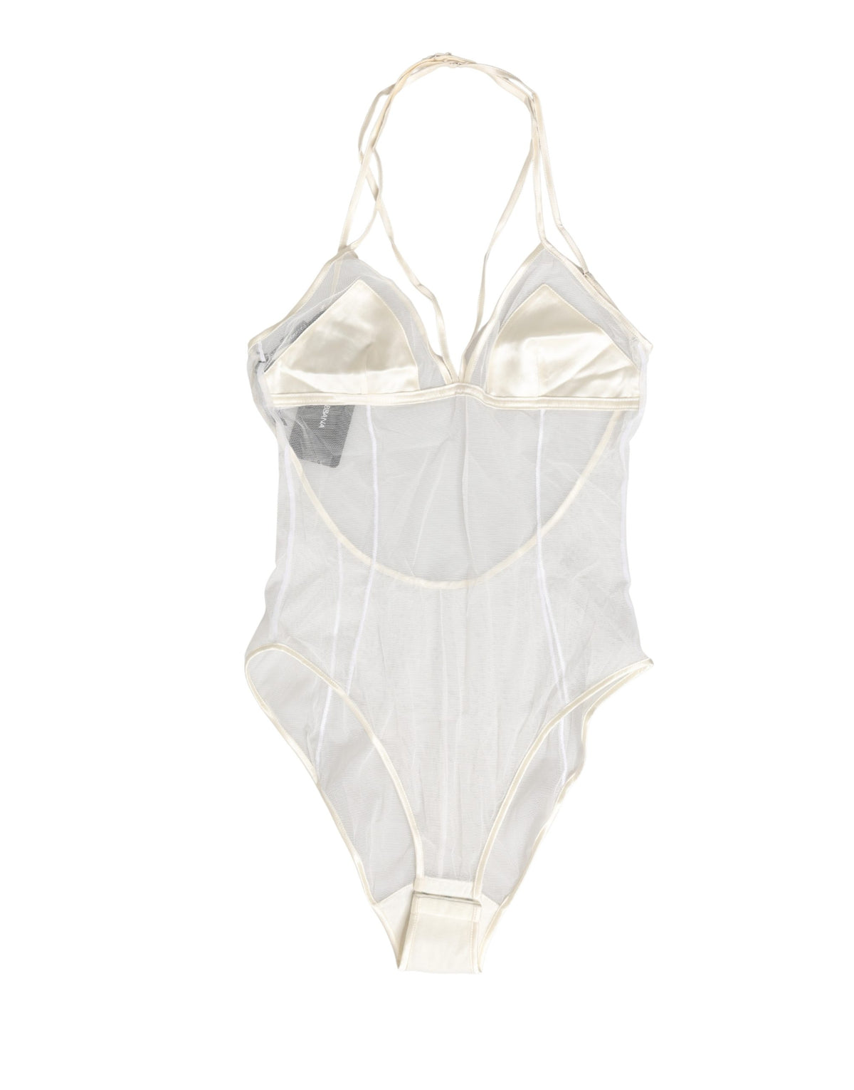 Dolce & Gabbana White Sheer Nylon Halterneck Bodysuit