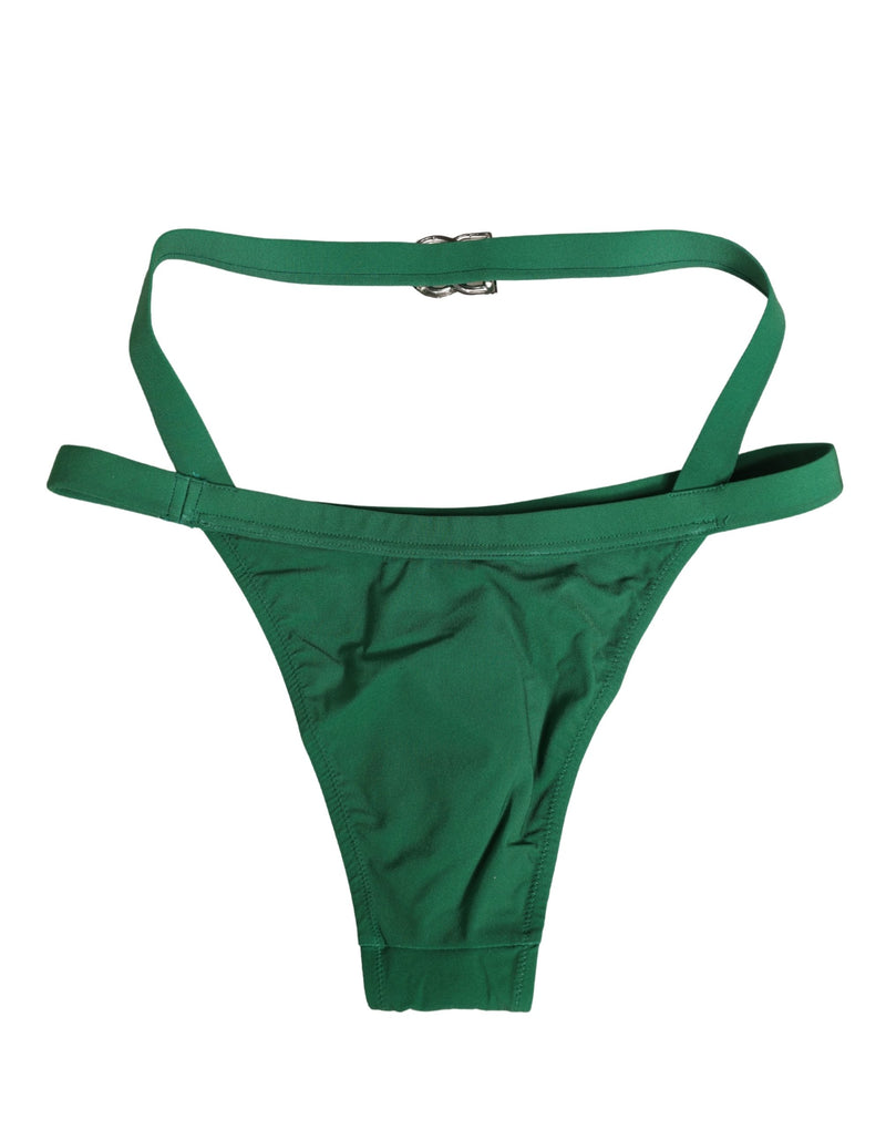 Dolce & Gabbana Green Logo Plaque Nylon Brief Panty