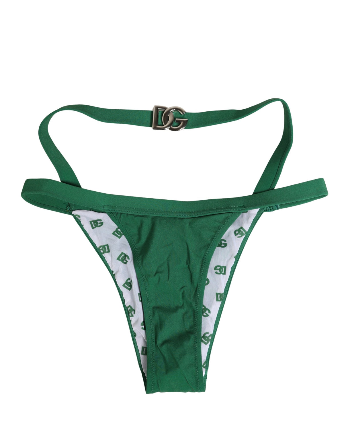 Dolce & Gabbana Green Logo Plaque Nylon Brief Panty