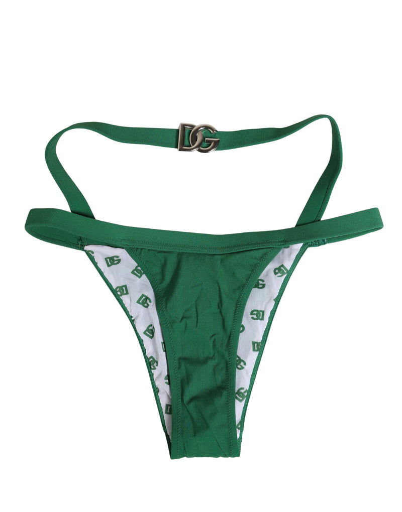 Dolce & Gabbana Green Logo Plaque Nylon Brief Panty