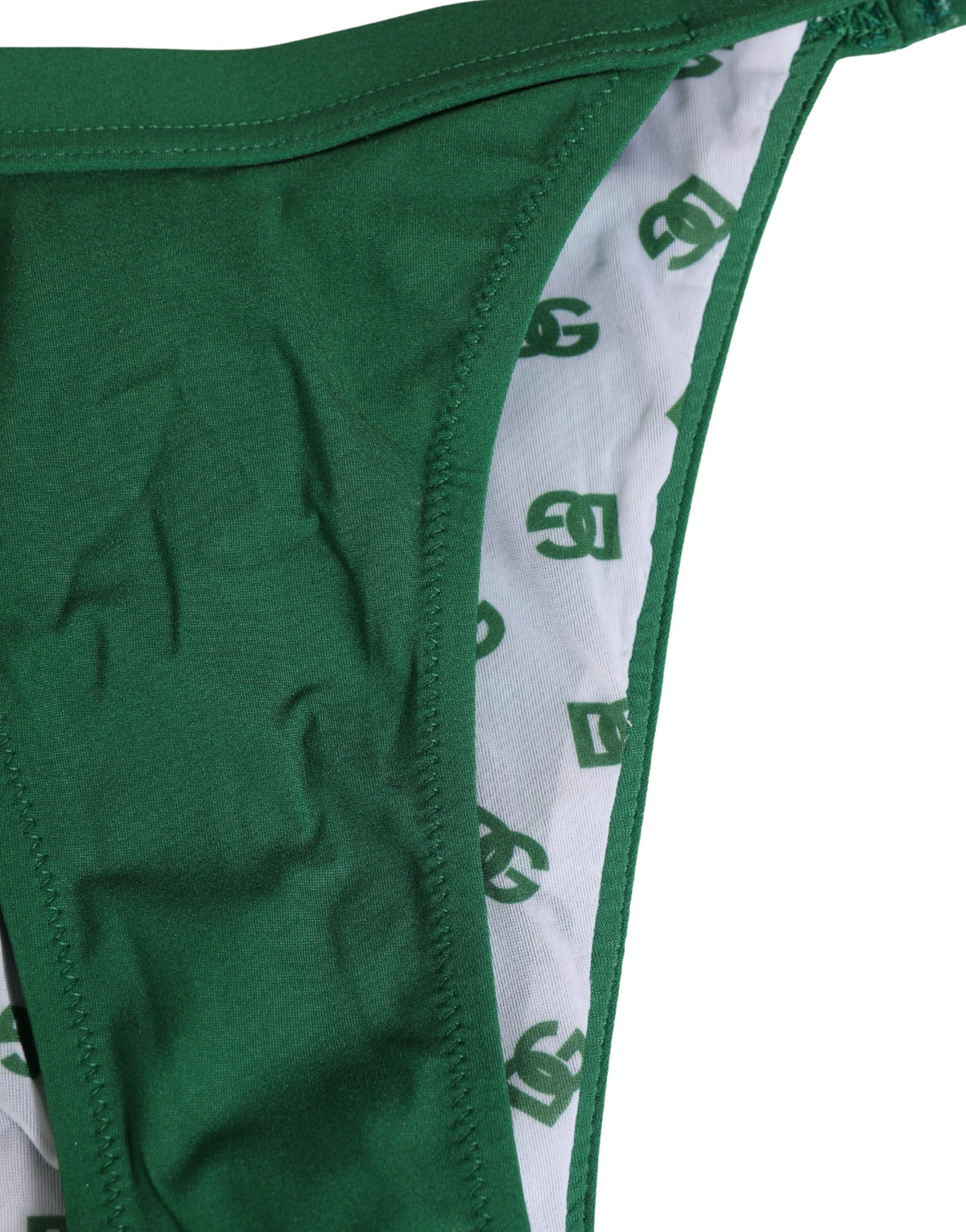 Dolce & Gabbana Green Logo Plaque Nylon Brief Panty