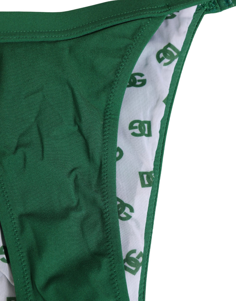 Dolce & Gabbana Green Logo Plaque Nylon Brief Panty