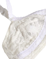 Dolce & Gabbana White Cotton Lace Wireless Soft Cup Bra