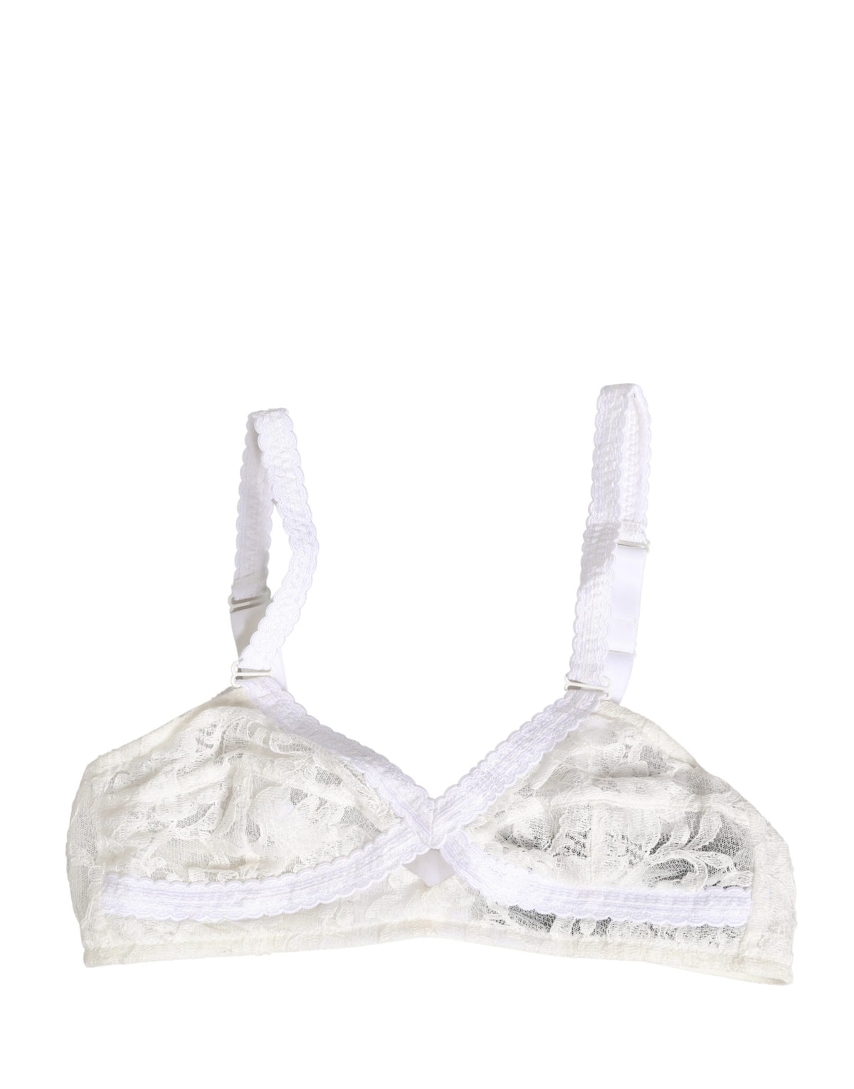 Dolce & Gabbana White Cotton Lace Wireless Soft Cup Bra