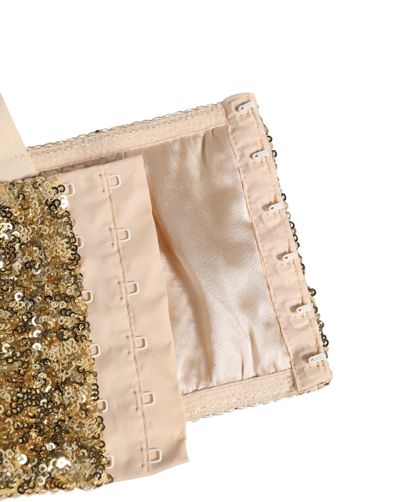 Dolce & Gabbana Gold Sequined Semi-Pad Underwire Bra