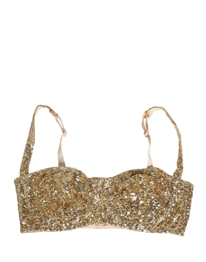 Dolce & Gabbana Gold Sequined Semi-Pad Underwire Bra