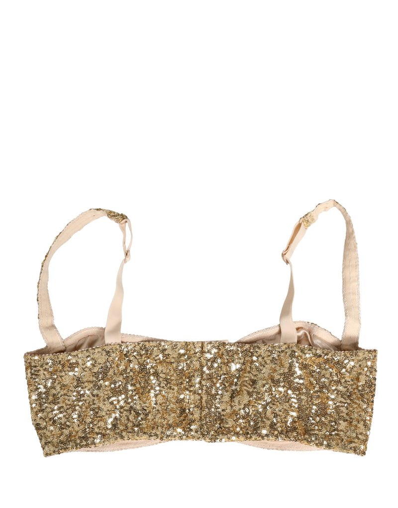 Dolce & Gabbana Gold Sequined Semi-Pad Underwire Bra