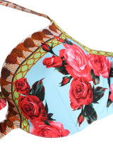 Dolce & Gabbana Multicolor Floral Print Halter Bikini Top