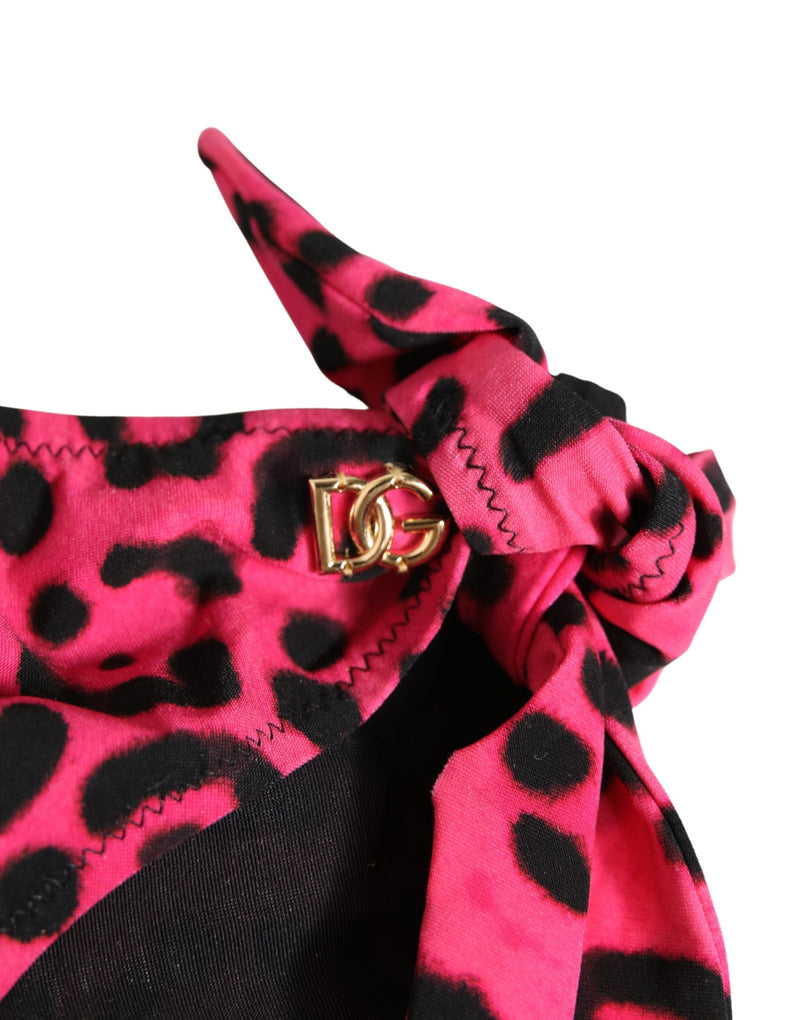 Dolce & Gabbana Pink Leopard Print Bikini Bottom