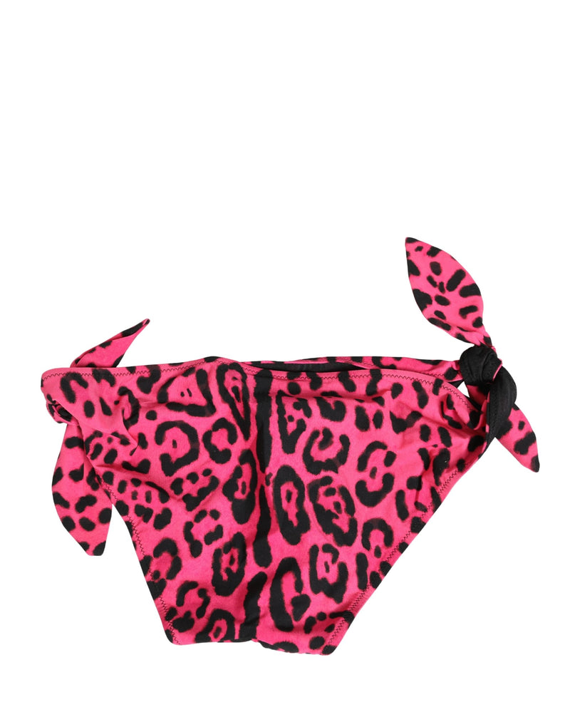 Dolce & Gabbana Pink Leopard Print Bikini Bottom