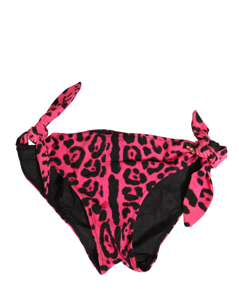 Dolce & Gabbana Pink Leopard Print Bikini Bottom