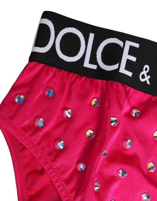 Dolce & Gabbana Pink Crystal High Waist Brief Panty