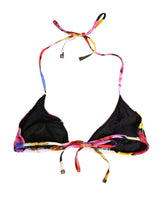 Dolce & Gabbana Black Floral Print Halter Bikini Top