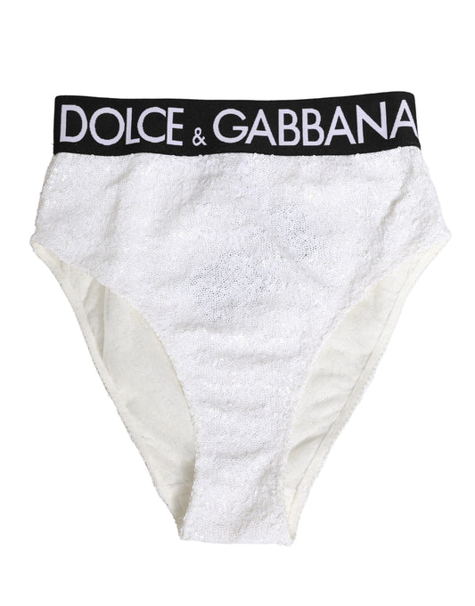Dolce & Gabbana High Waist Panty with White Sequins