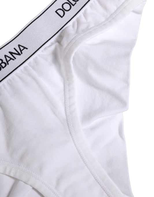 Dolce & Gabbana White Cotton Logo Waistband Brief Panty
