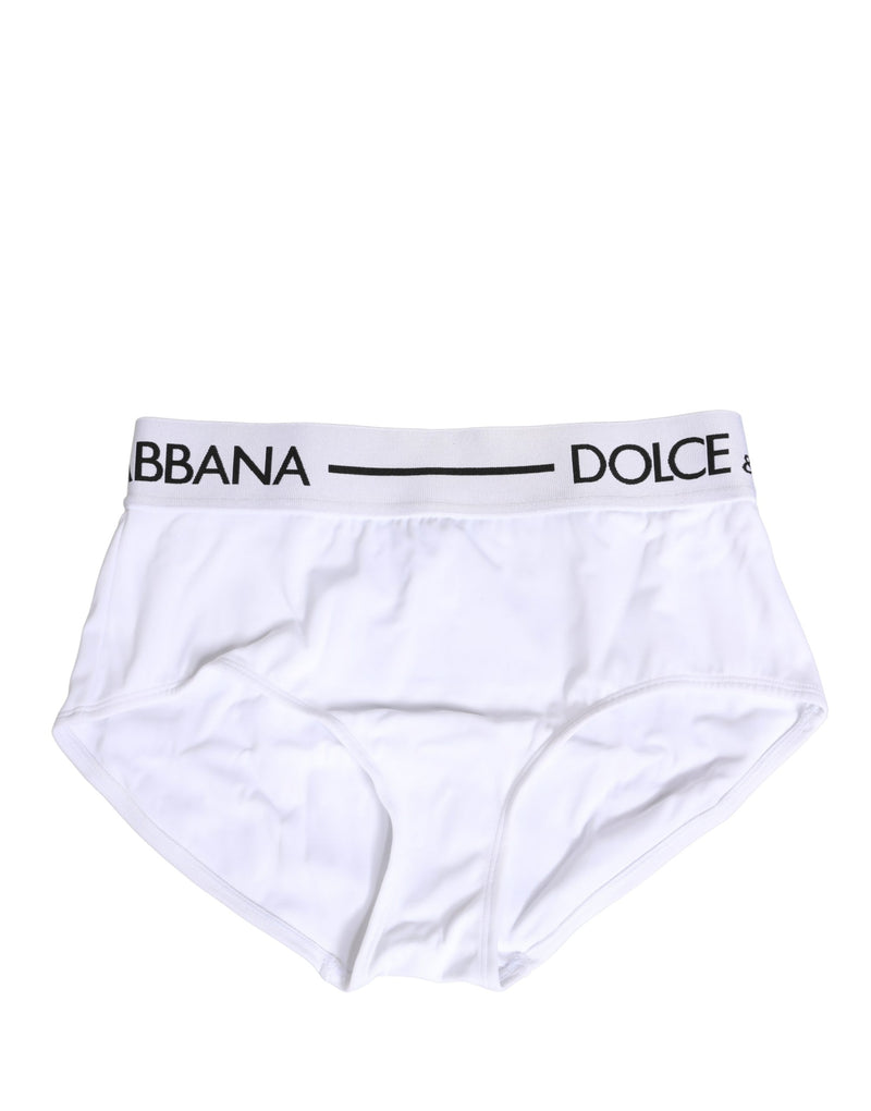 Dolce & Gabbana White Nylon Logo Waistband Brief Panty