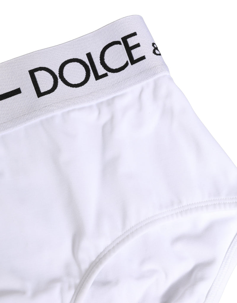 Dolce & Gabbana White Nylon Logo Waistband Brief Panty