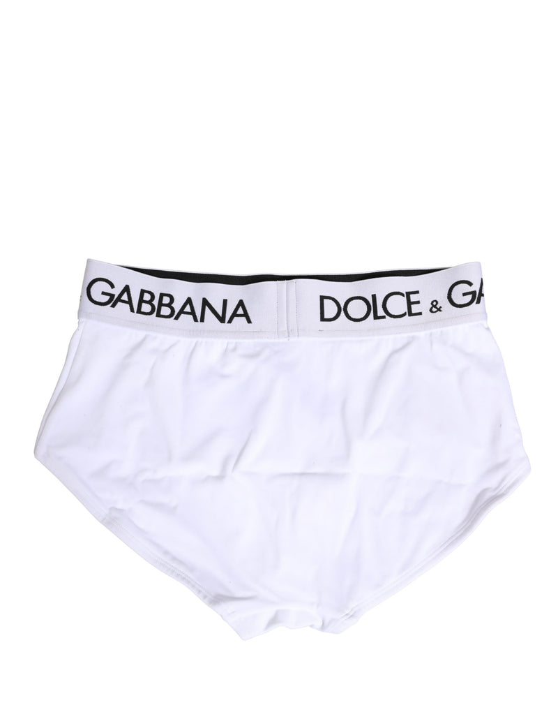 Dolce & Gabbana White Nylon Logo Waistband Brief Panty