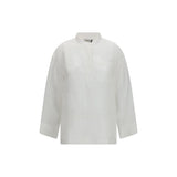 'S Max Mara White Linen Dress Shirt