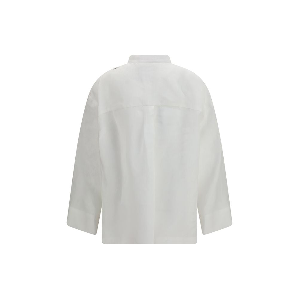 'S Max Mara White Linen Dress Shirt