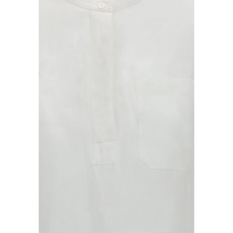 'S Max Mara White Linen Dress Shirt