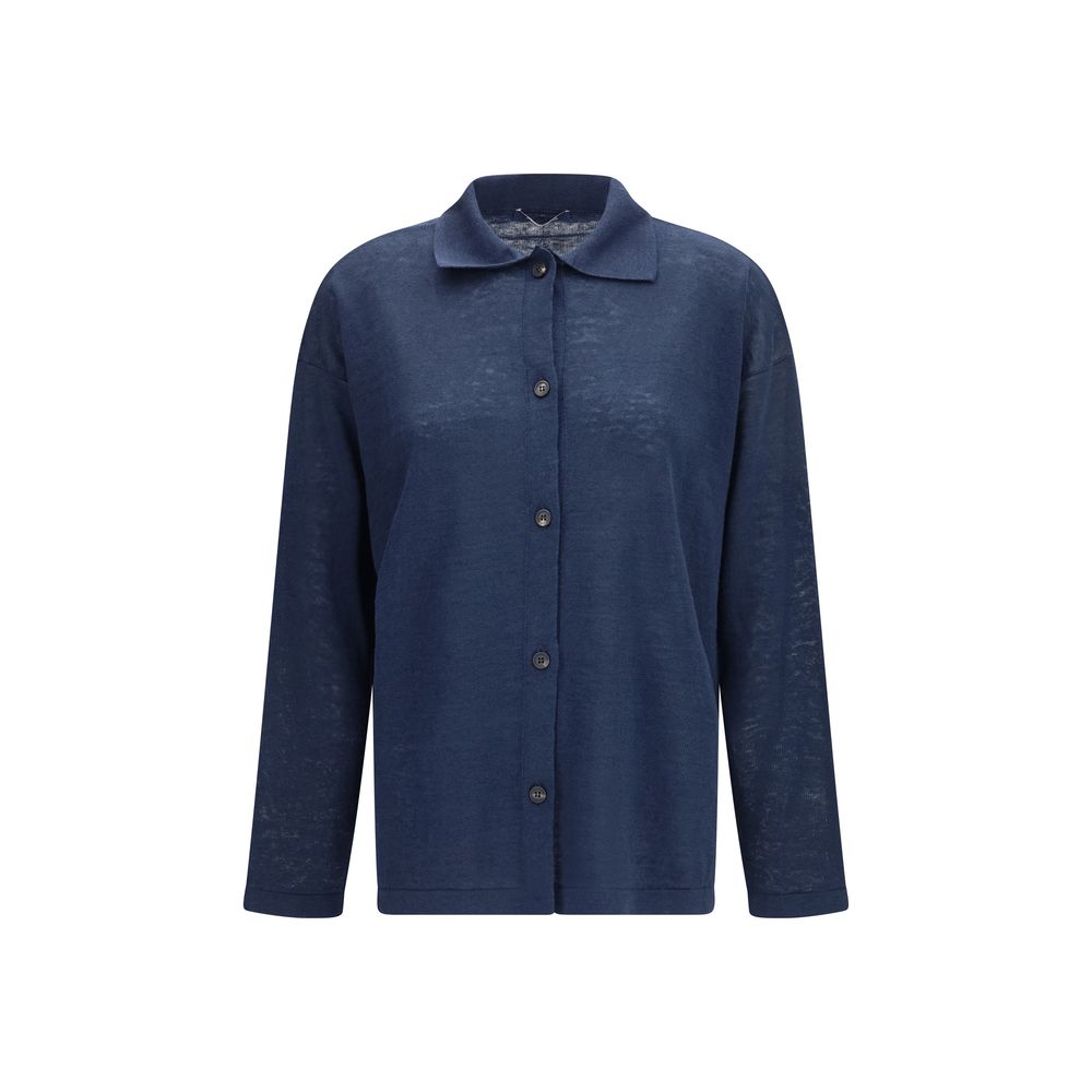 'S Max Mara Blue Linen Cardigan - Elegant Layering Essential